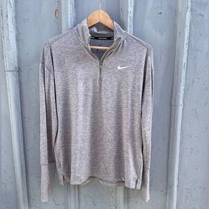Nike Pro Dri Fit Heather Grey  1/4 Zip Running Top, size M